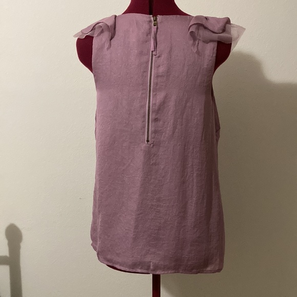 Loft SZ S sleeveless ruffled collared lilac with lining blouse & visible zipper - Picture 2 of 6